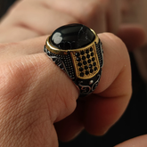 Black diamond gemstone ring