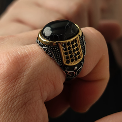 Black diamond gemstone ring