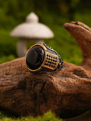 Black diamond gemstone ring