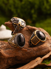 Black diamond gemstone ring