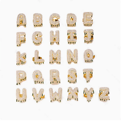 Fully diamond-encrusted letter ring