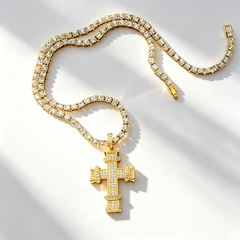 Cross-shaped Moissanite Pendant Necklace
