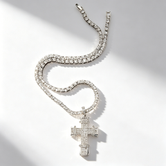 Cross-shaped Moissanite Pendant Necklace