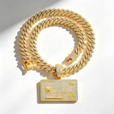 Credit card swipe and diamond pendant Cuban necklace