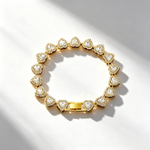 Heart-shaped fully diamond-encrusted bracelet