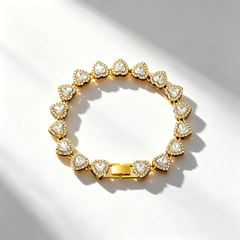 Heart-shaped fully diamond-encrusted bracelet