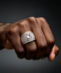 Fully diamond-encrusted starry sky ring