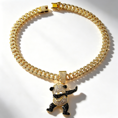Panda mulberry diamond pendant Cuban necklace