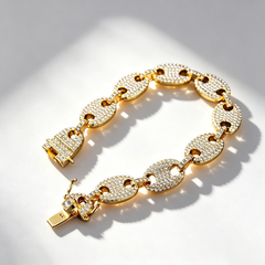 Coffee bean diamond-encrusted bracelet