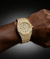Fully diamond-encrusted waterproof business watch