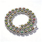 Colorful glass bead bracelet with diamonds