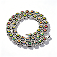 Colorful glass bead bracelet with diamonds
