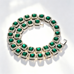Green glass bracelet with diamonds