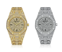 Fully diamond-encrusted waterproof business watch