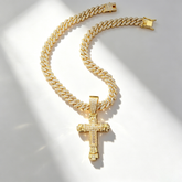 14MM Moissanite Ancient Cross-shaped Cuban Necklace