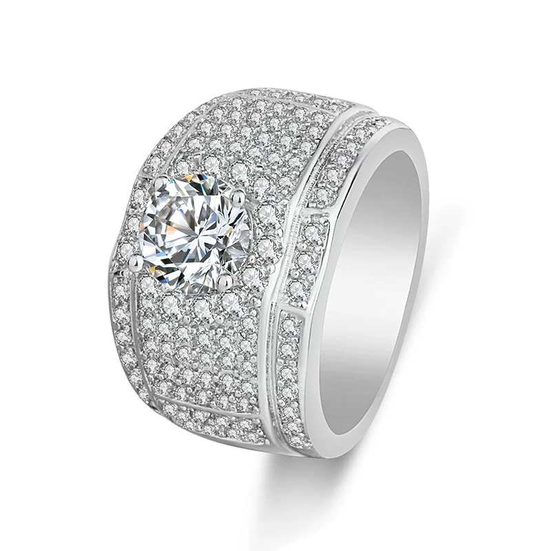 Fully-diamond wide charm ring