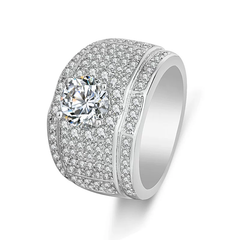 Fully-diamond wide charm ring