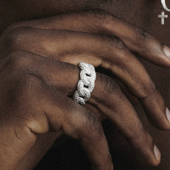 Fully diamond-encrusted irregular ring