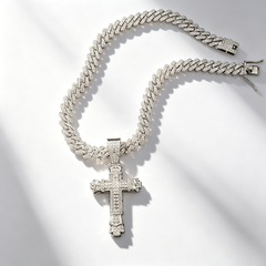14MM Moissanite Ancient Cross-shaped Cuban Necklace