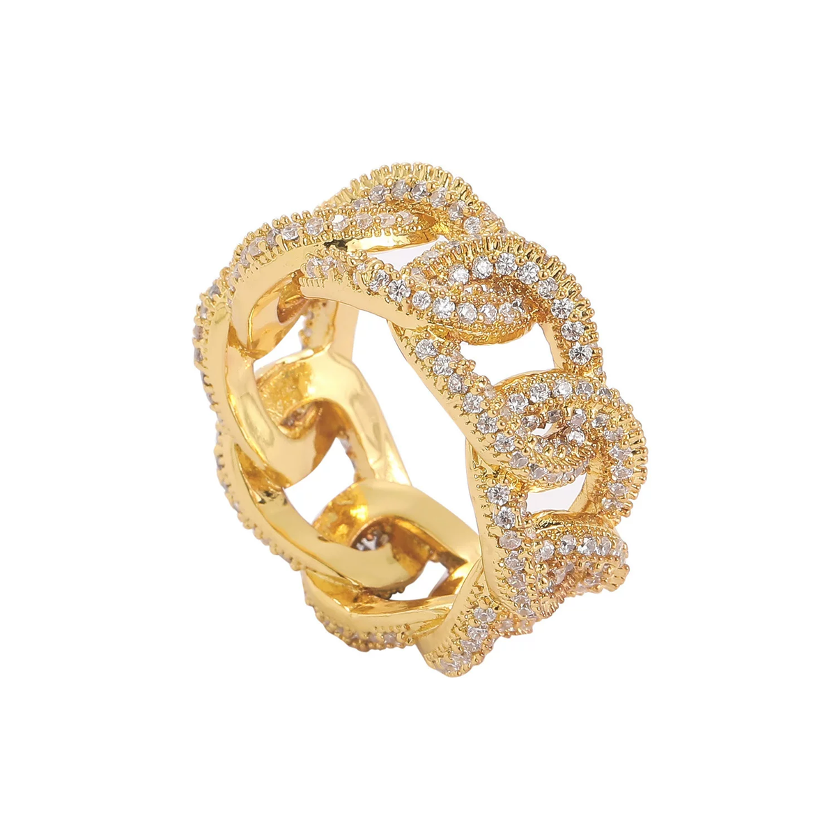 Fully diamond-encrusted irregular ring