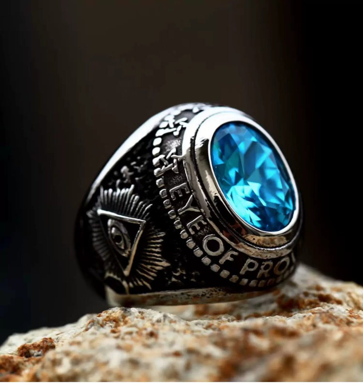 Triangle Gemstone Eye Ring