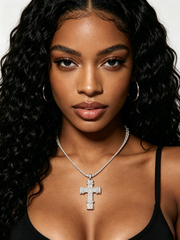 Cross-shaped Moissanite Pendant Necklace