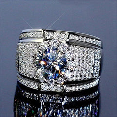 Fully-diamond wide charm ring