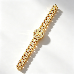 Rotating dollar-shaped diamond-encrusted bracelet