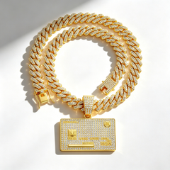 Credit card swipe and diamond pendant Cuban necklace