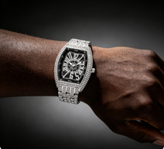 Whiskey barrel diamond-encrusted watch