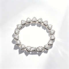 Heart-shaped fully diamond-encrusted bracelet