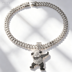 Panda mulberry diamond pendant Cuban necklace
