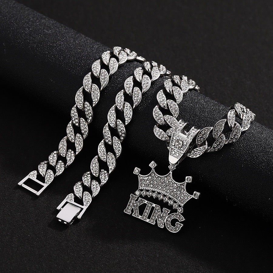 King's Alphabet Palace Pendant Cuban Necklace