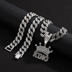 King's Alphabet Palace Pendant Cuban Necklace