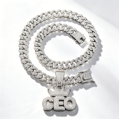 CEO Alphabet Palace Pendant Cuban Necklace