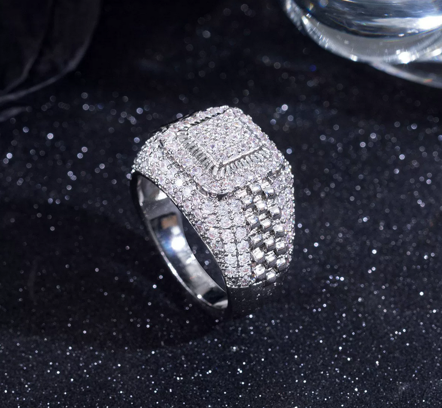 Business diamond-encrusted ring