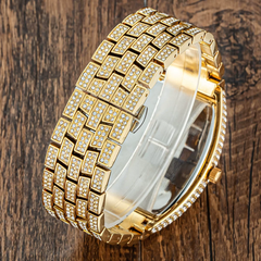 Whiskey barrel diamond-encrusted gold watch