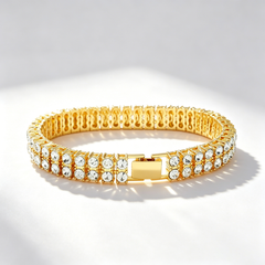 Double-row fully diamond-encrusted tennis bracelet
