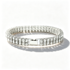 Double-row fully diamond-encrusted tennis bracelet