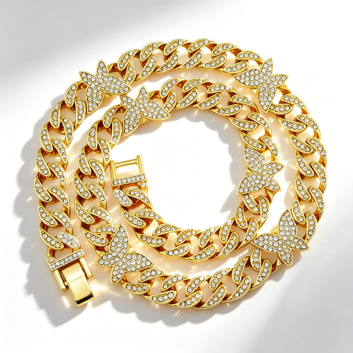Butterfly diamond Cuban necklace