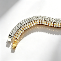 Double-row fully diamond-encrusted tennis bracelet