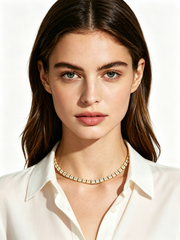 Fully diamond-encrusted tennis necklace