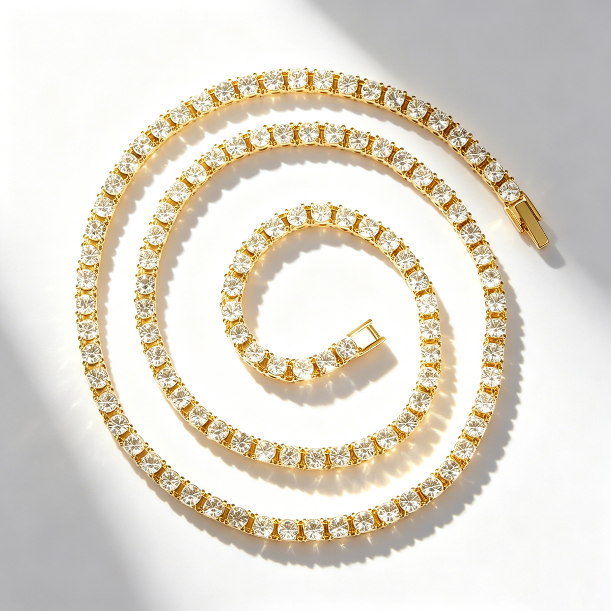 Fully diamond-encrusted tennis necklace