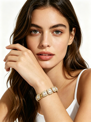 Fully diamond-encrusted couple's bracelet