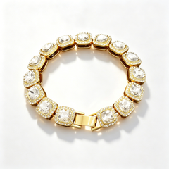 Fully diamond-encrusted couple's bracelet