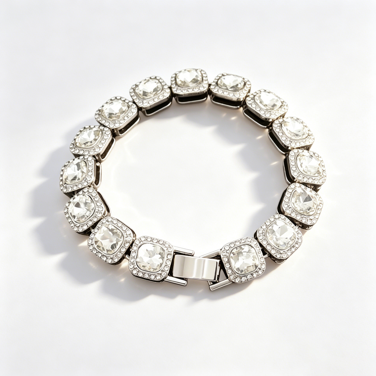 Fully diamond-encrusted couple's bracelet