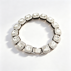 Fully diamond-encrusted couple's bracelet