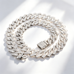 14mm three-color diamond Cuban necklace