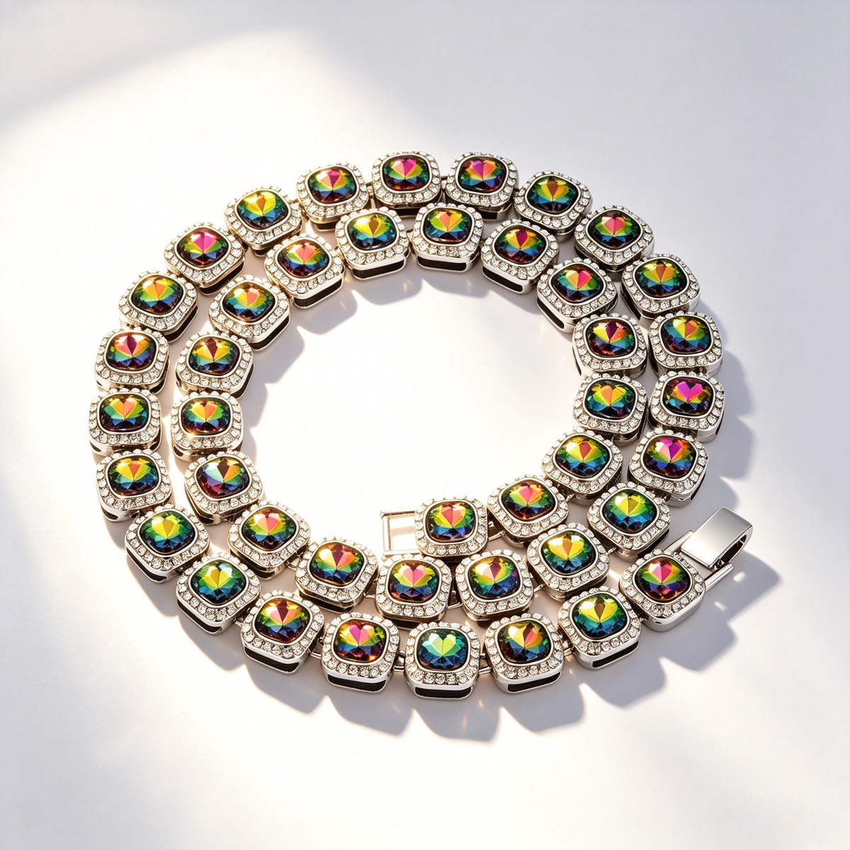 Colorful glass bead bracelet with diamonds
