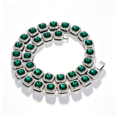Green glass bracelet with diamonds